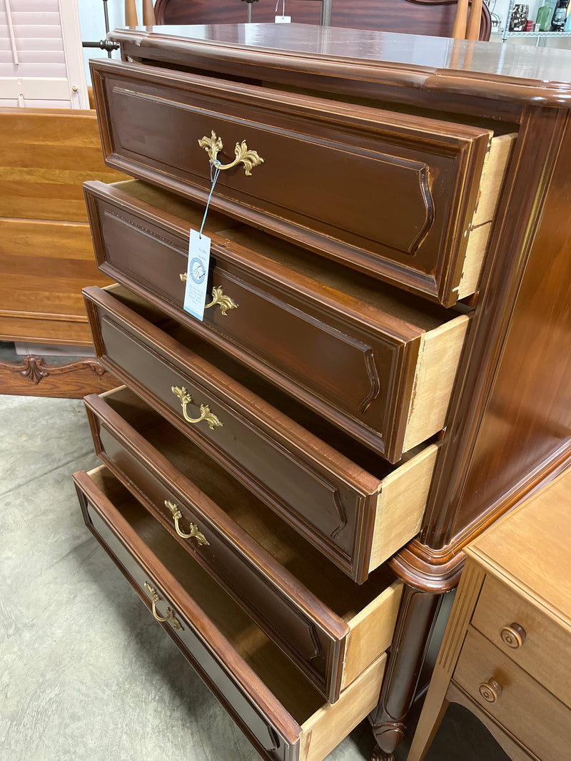 Dark French Provincial Chest on Chest