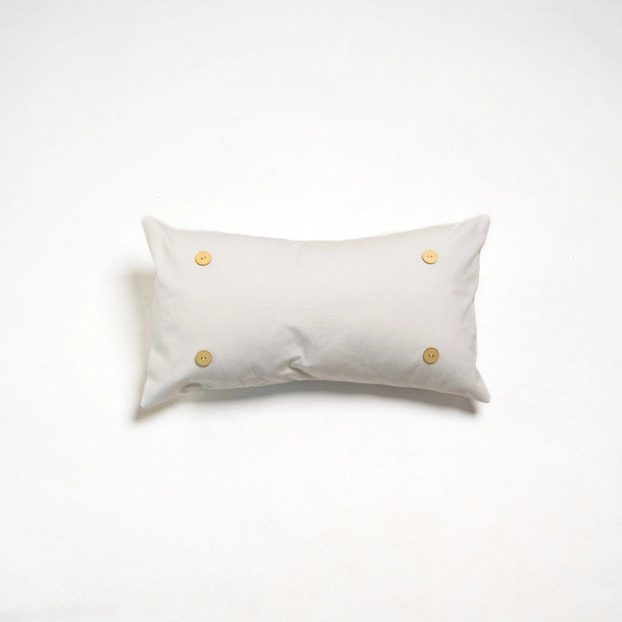 White Wash Cotton Lumbar Button Pillow