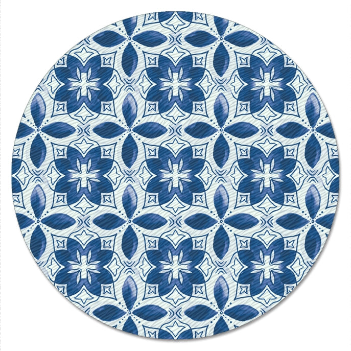 "Blue Tiles" Tempered Glass Lazy Susan