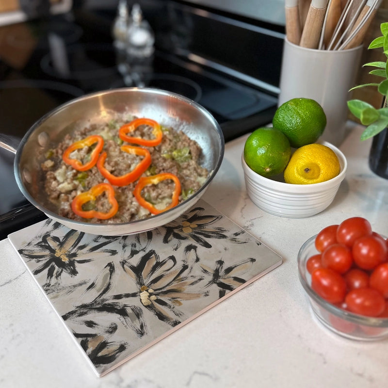 Ceramic Stone Trivet - Flower Fresco