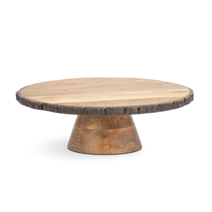 Limited Edition Mango Wood Cake Stand w/ Bark Edges