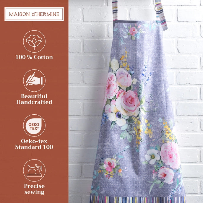 Cotton Apron - Sweet Rose Lavender Lush