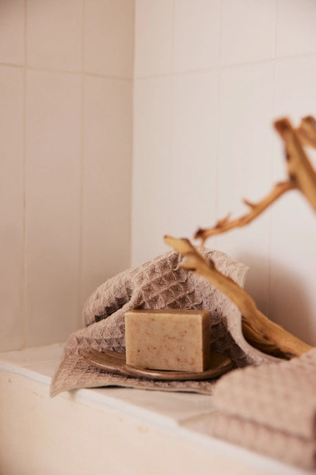 Geometry Waffle Wash Cloth Set  - TAUPE