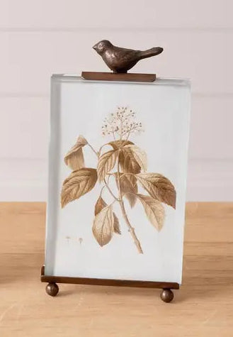 Botanical Glass Bird Photo Frame