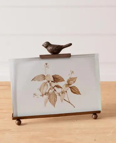 Botanical Glass Bird Photo Frame
