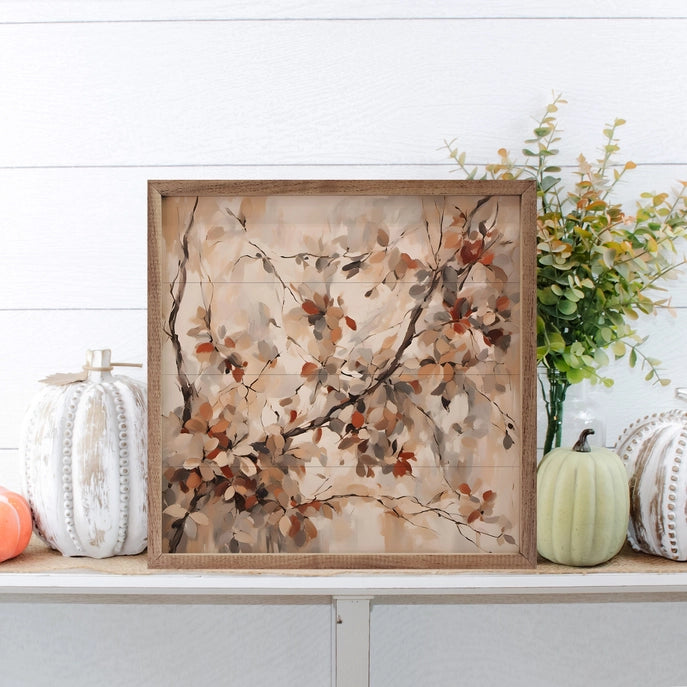 Red Flowers on Branch Framed Wall Decor