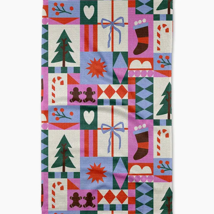 Geometry Tea Towel - Festive Christmas Quilt