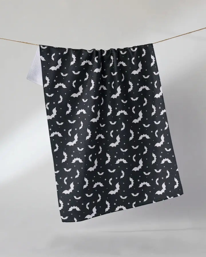 Geometry Tea Towel - Batty Night Black