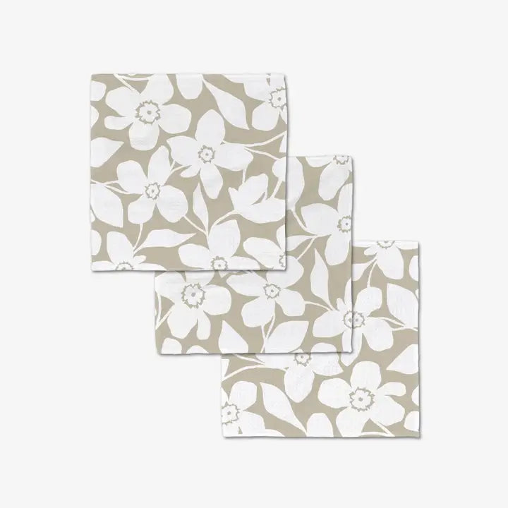 Geometry Luxe Washcloth Set - Big Tan Flowers