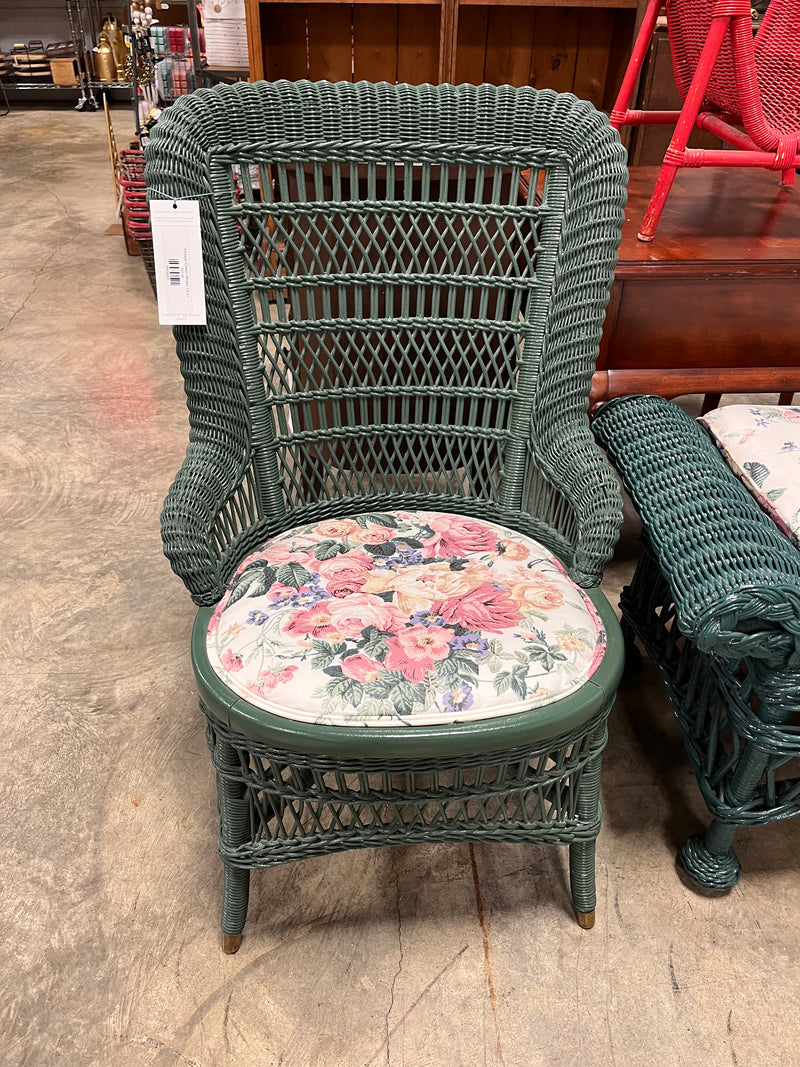 Vintage Green Wicker Chair