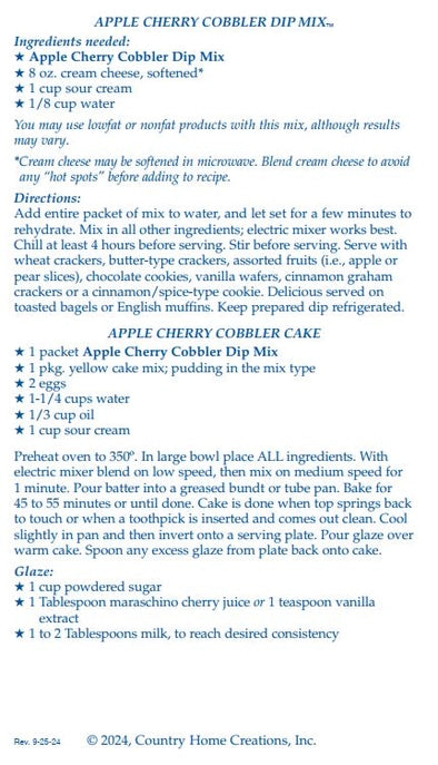 Apple Cherry Cobbler Dip Mix