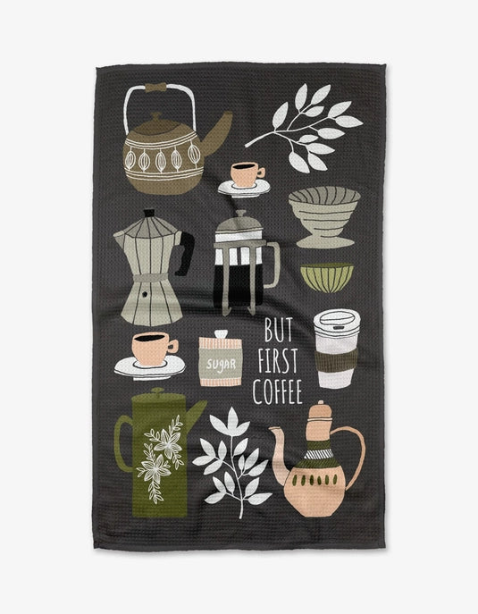 Geometry Tea Towel - But First, Coffee