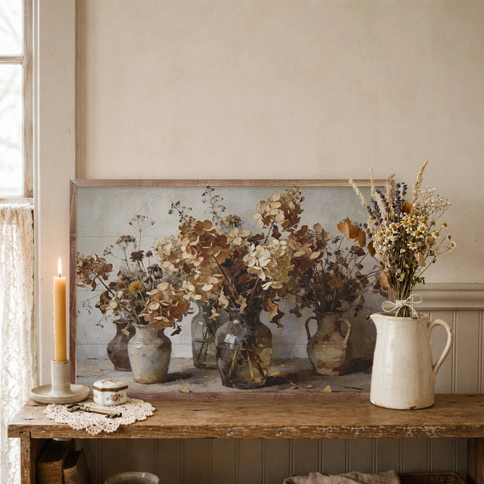 24X16 Dried Autumn Vessels Framed Art