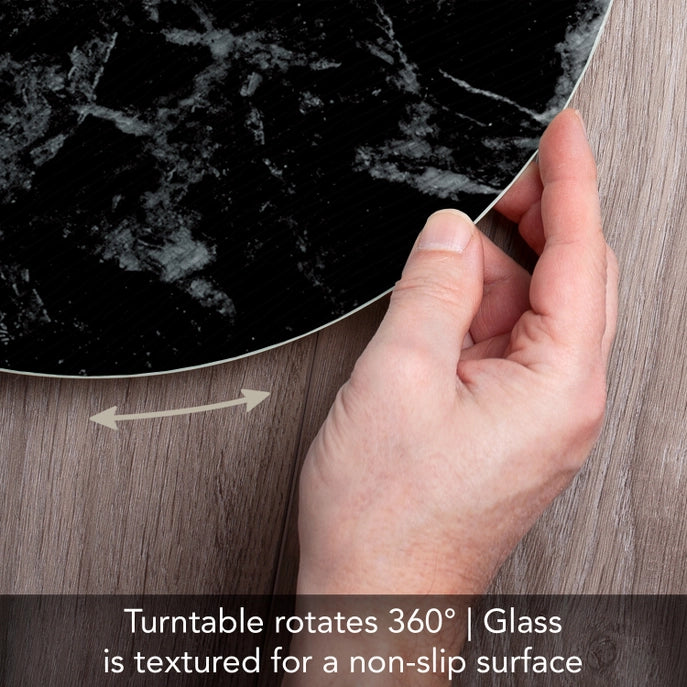 Black Marble Tempered Glass Lazy Susan