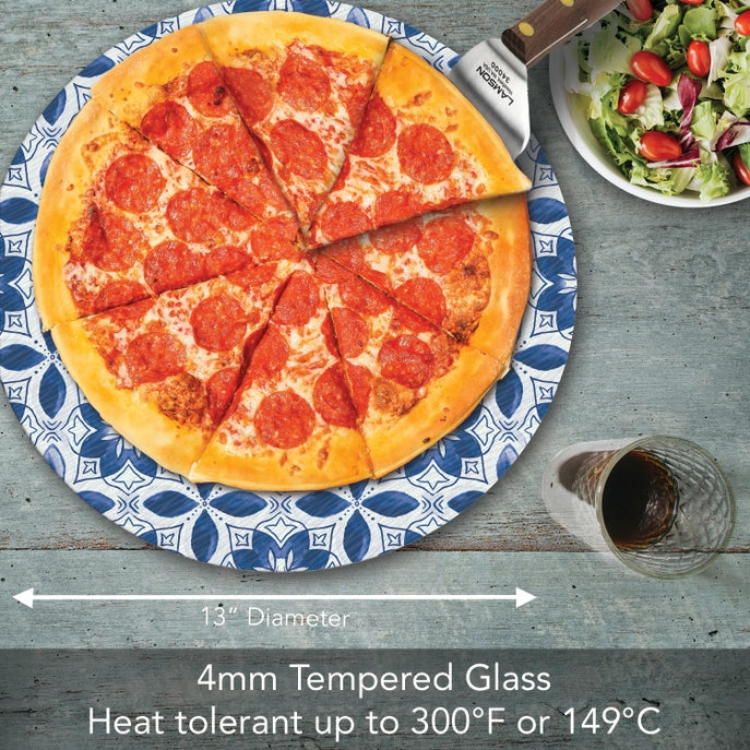 "Blue Tiles" Tempered Glass Lazy Susan