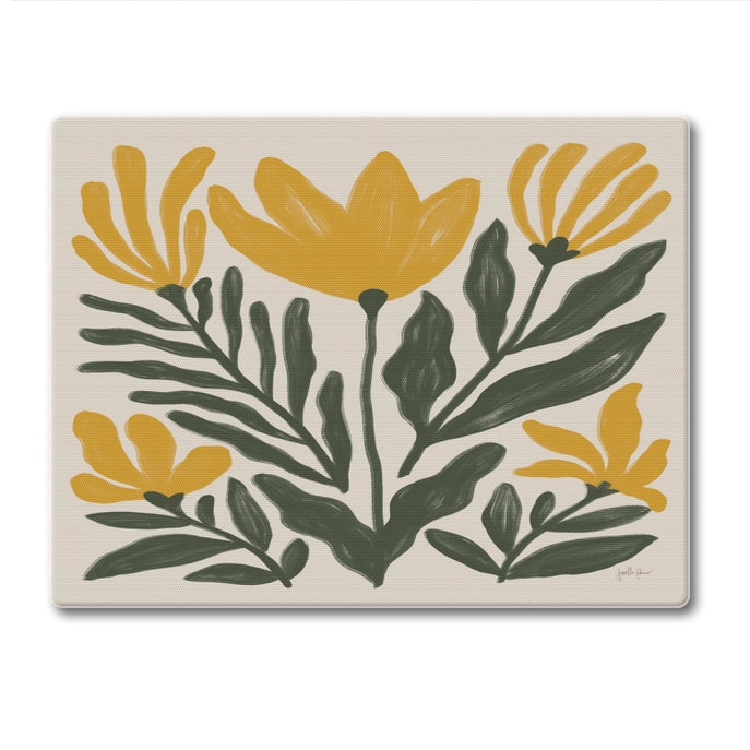 "Yellow Petalsl" 10x8 Tempered Glass Cutting Board