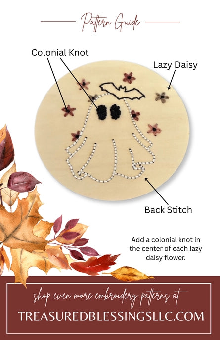 Wood Embroidery Kit - Floral Ghost