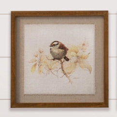 Framed Sepia Bird in Nest Print