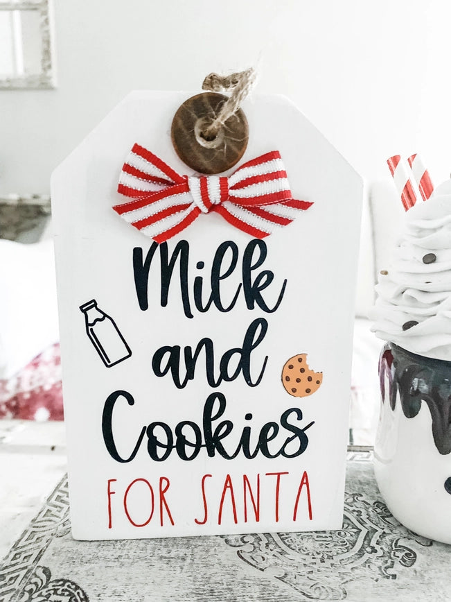 Milk and Cookies Wooden Tag