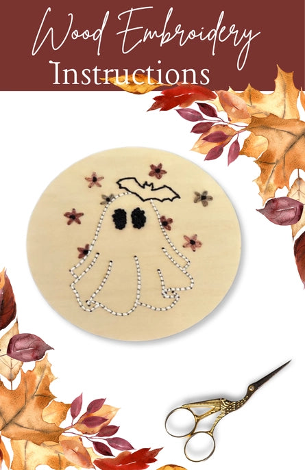 Wood Embroidery Kit - Floral Ghost