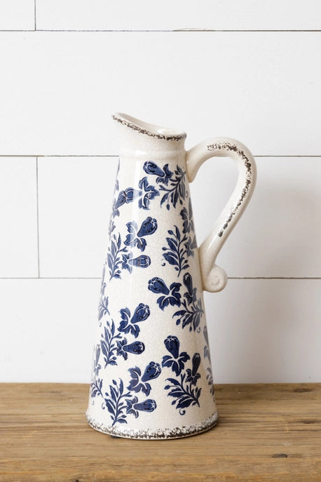 Blue Floral Pitcher