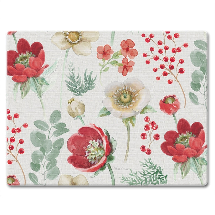 "Floral Traditions" 10x8 Tempered Glass Cutting Board