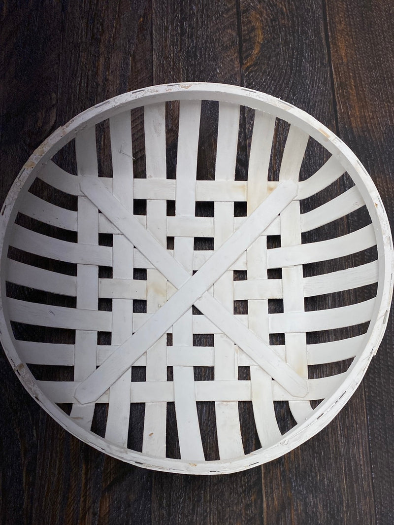 Woven Wood Slice Round Basket