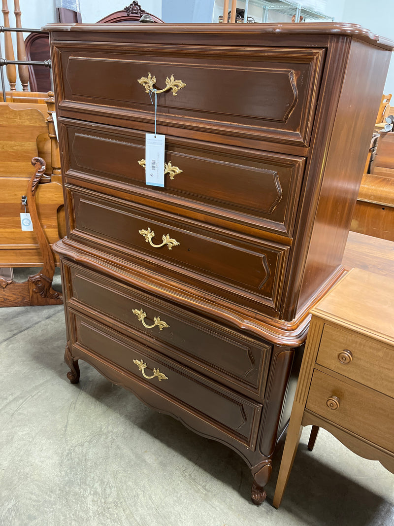 Dark French Provincial Chest on Chest