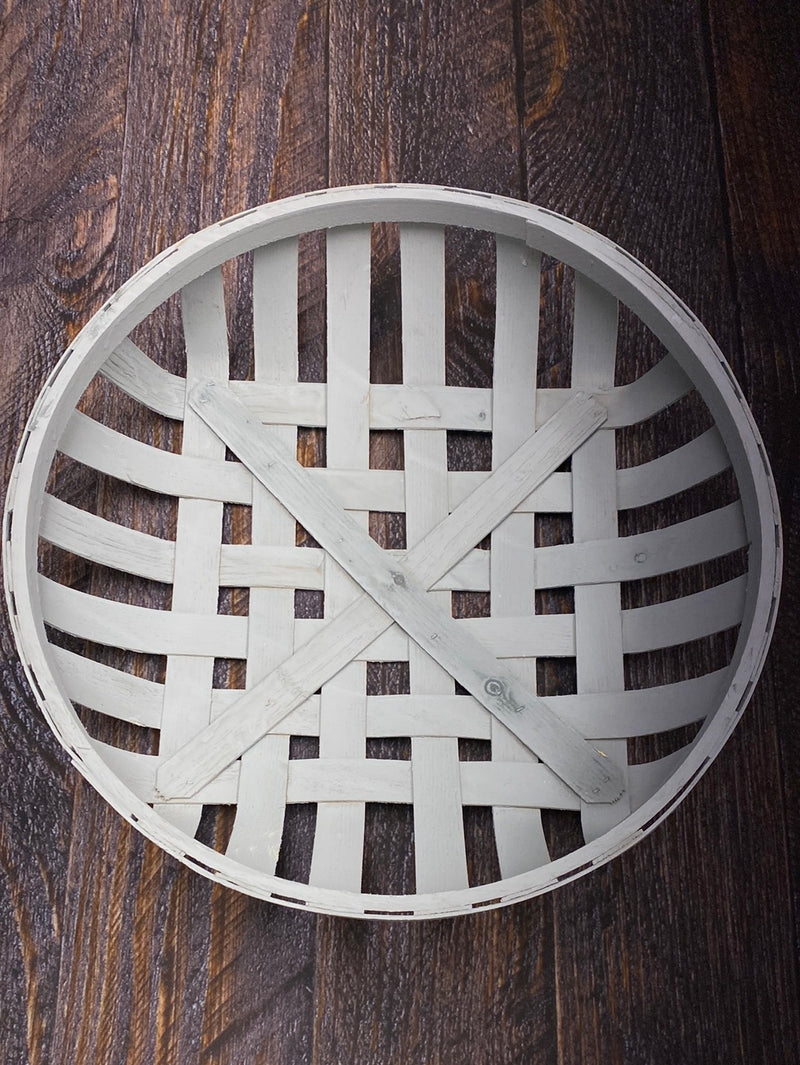 Woven Wood Slice Round Basket