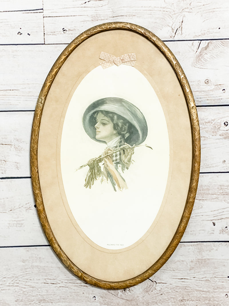 Framed Fisher Artwork "Following the Race"