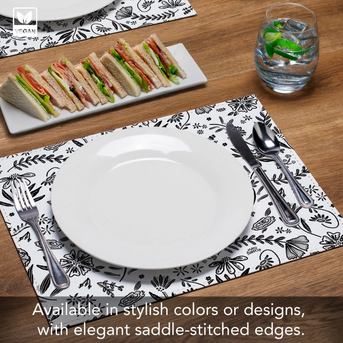 Floral Home Luxurious Vegan Faux Leather Placemat