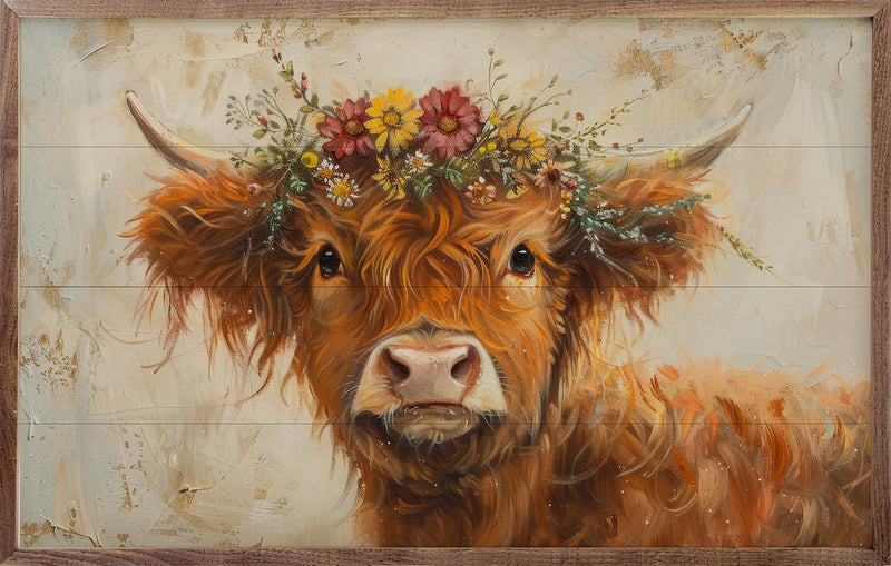 16x10 Floral Crown Highland Framed Art