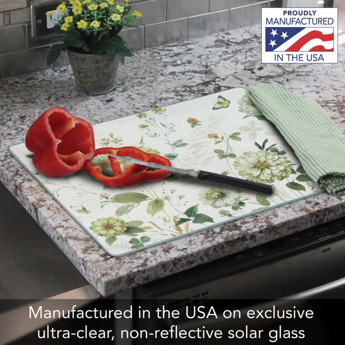 Green Fields 15x12 Tempered Glass Cutting Board