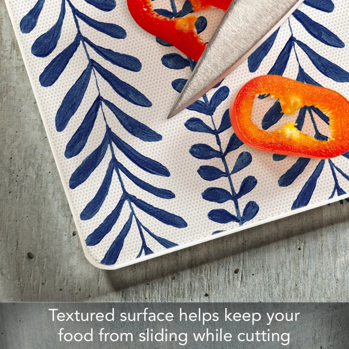 "Indigo Seaweed" 10x8 Tempered Glass Cutting Board