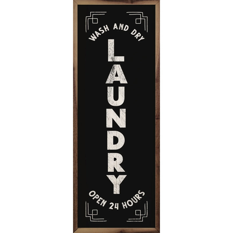 8x24 Laundry Open 24 Hours Framed Sign
