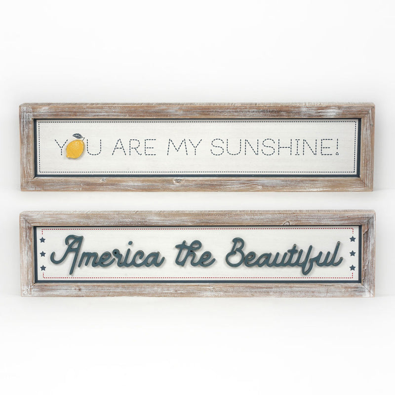 Sunshine / America Reversible Wood Frame Sign
