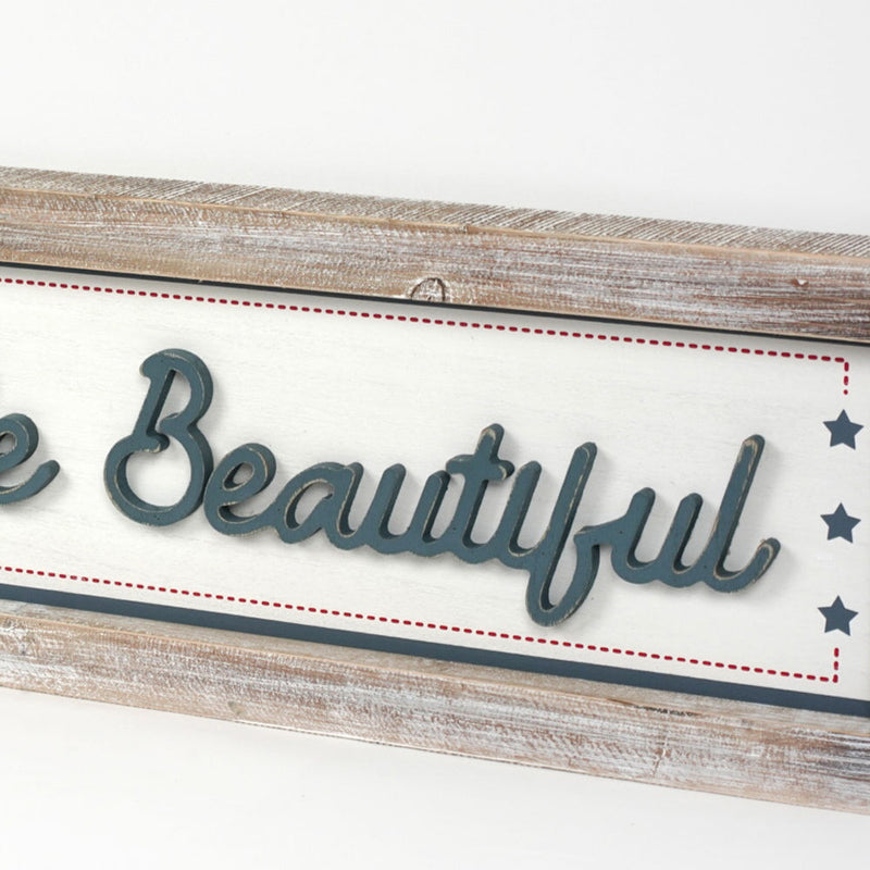 Sunshine / America Reversible Wood Frame Sign