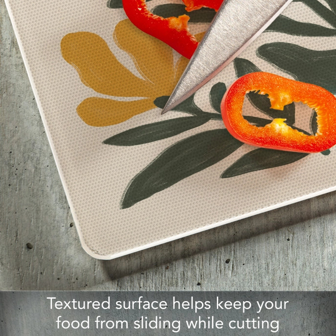 "Yellow Petalsl" 10x8 Tempered Glass Cutting Board