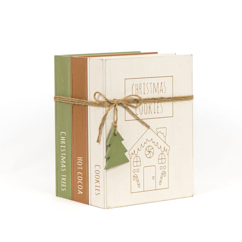 Wood Christmas Book Stack