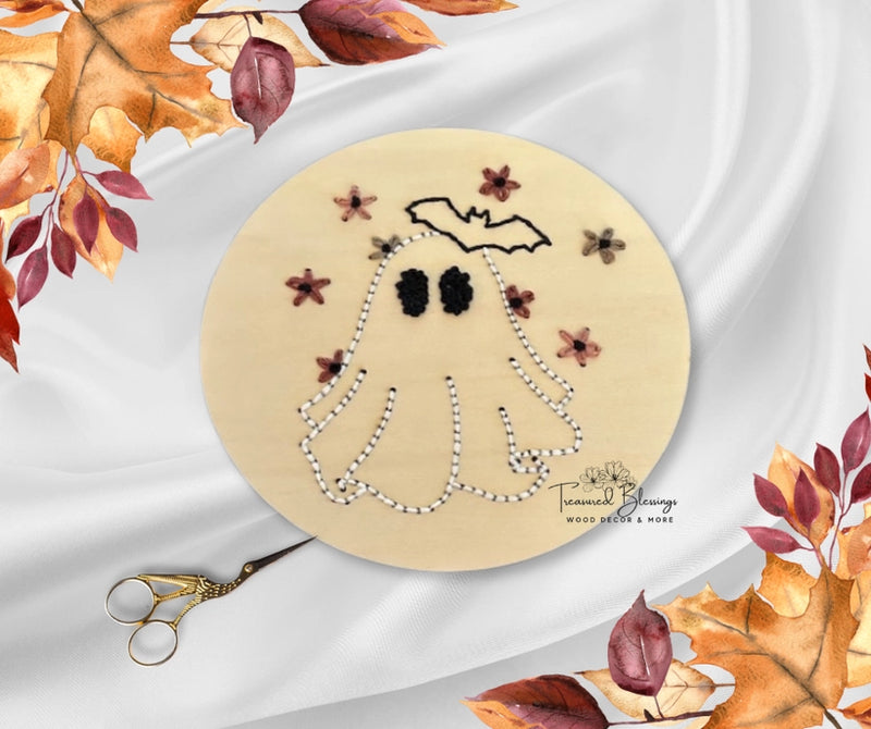 Wood Embroidery Kit - Floral Ghost