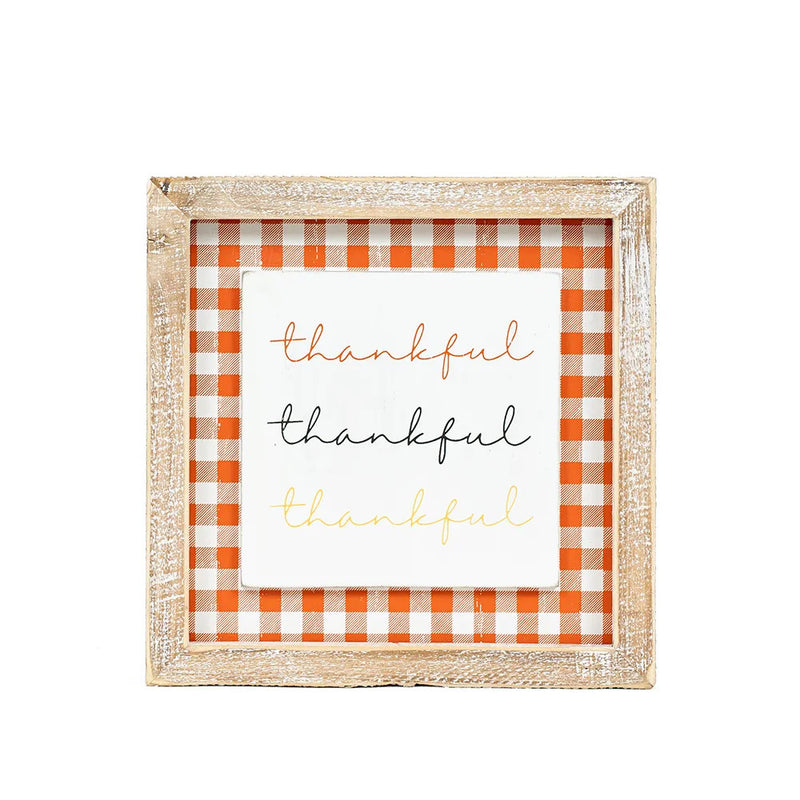 Reversible HAT / THANKFUL Wood Framed Sign