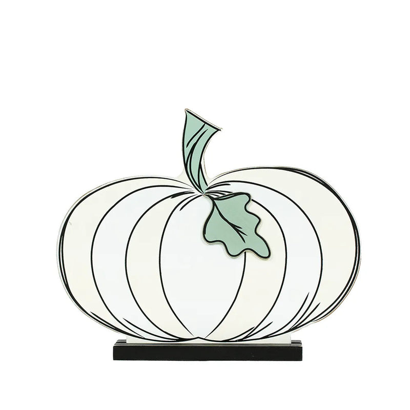 Reversible Wood Cutout White Pumpkins