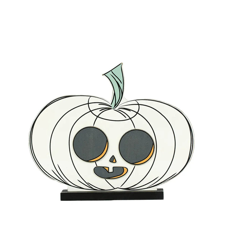 Reversible Wood Cutout White Pumpkins
