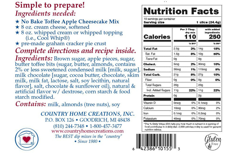 No Bake Toffee Apple Cheesecake Mix