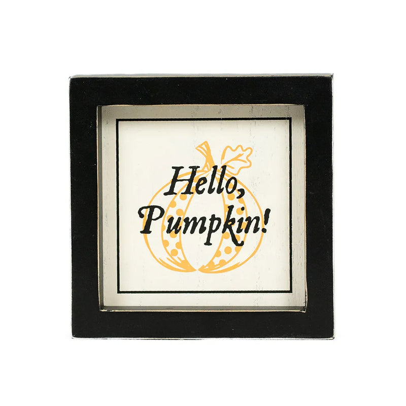 Reversible PUMPKIN / HELLO Wood Framed Sign