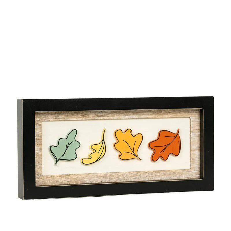 Reversible RELAX / LEAVES Wood Framed Sign