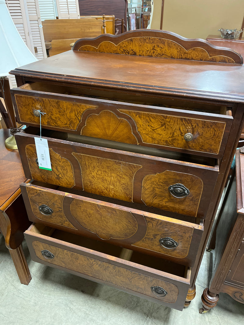 Antique Burl Front Chest of Drawers