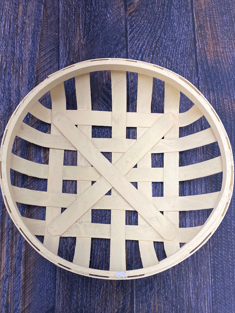 Woven Wood Slice Round Basket
