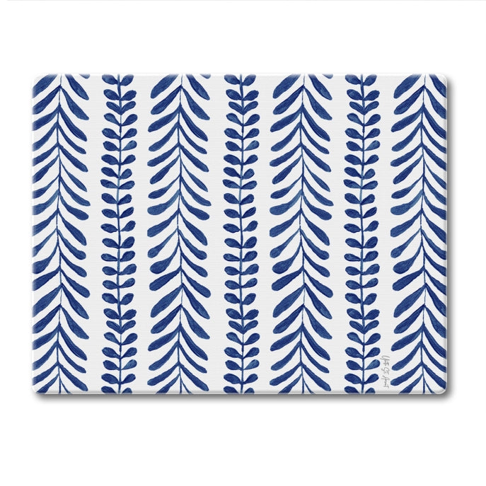 "Indigo Seaweed" 10x8 Tempered Glass Cutting Board