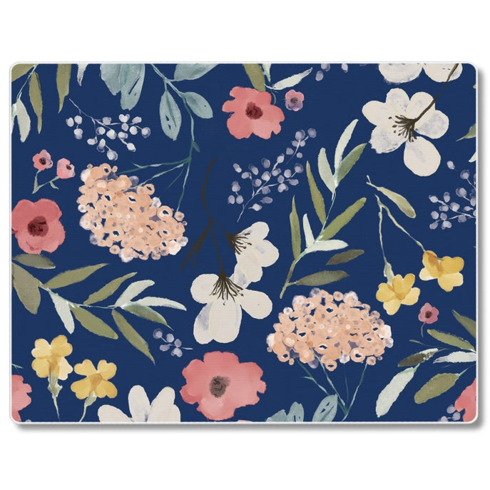 "Meadow Blue Floral" 10x8 Tempered Glass Cutting Board